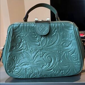 Patricia Nash Teal Embossed Satchel